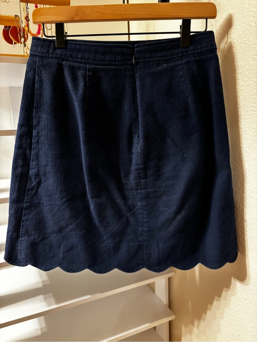 J. Crew Navy Scalloped Wrap Skirt